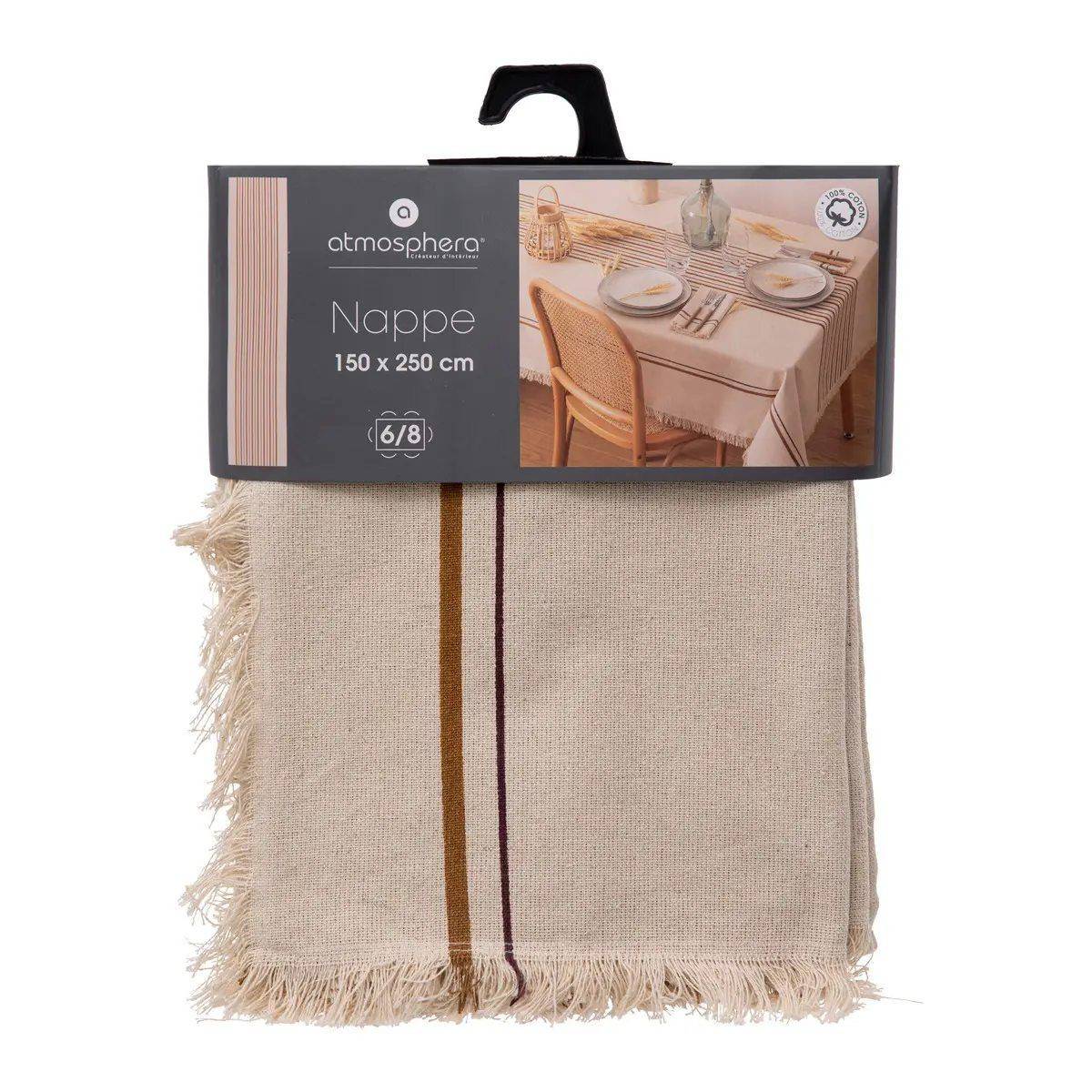 Nappe en coton Beige, Cannelle et Violet 150 x 250 cm - Image 4