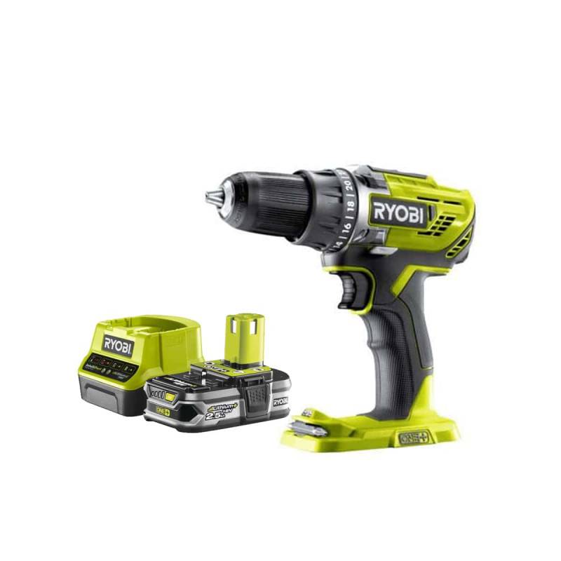Ryobi - Pack RYOBI 18V Perceuse-visseuse One+ R18DD3-0 - 1 Batterie 2.5Ah - 1 Chargeur rapide RC18120-125