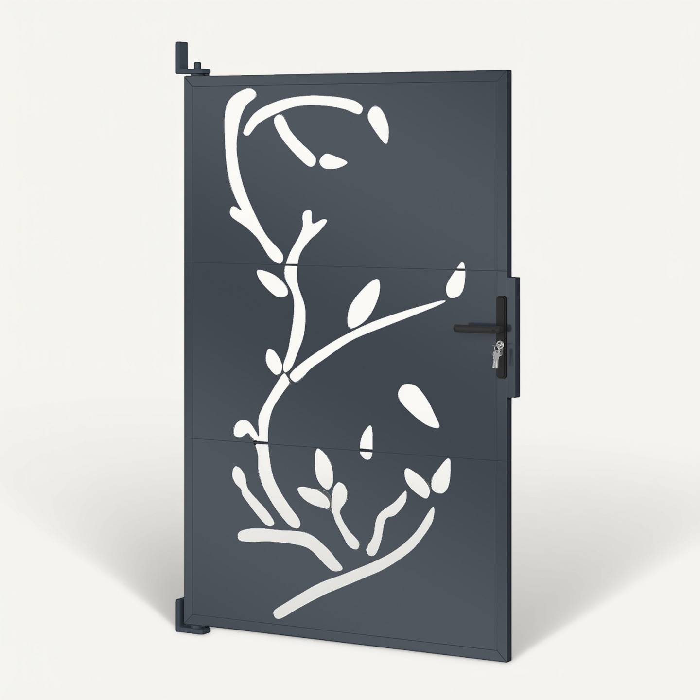 IDMARKET - Portillon 100 x 155 cm en acier gris anthracite avec motifs FLOWER - Image 6