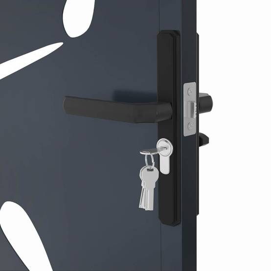IDMARKET - Portillon 100 x 155 cm en acier gris anthracite avec motifs FLOWER - Image 5