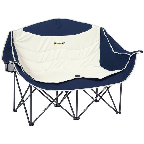 Chaise de Camping Double Pliable Oxford Pêche Charge 250kg Porte-gobelets 143x50x90cm Bleu - ComfortXL Outdoor Living - Image 1