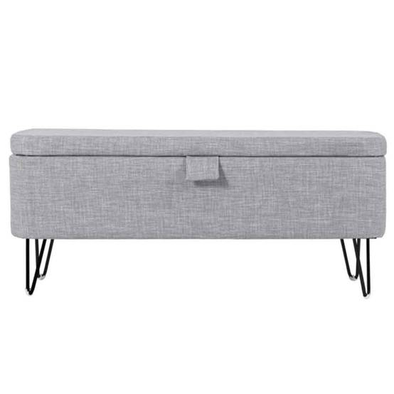 Banc & Coffre de Rangement "Bout Lit" 111cm Gris - Image 1