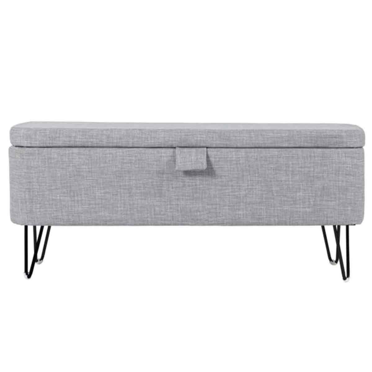 Banc & Coffre de Rangement "Bout Lit" 111cm Gris - Image 1