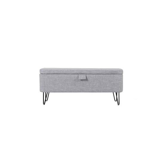 Banc & Coffre de Rangement "Bout Lit" 111cm Gris - Image 7
