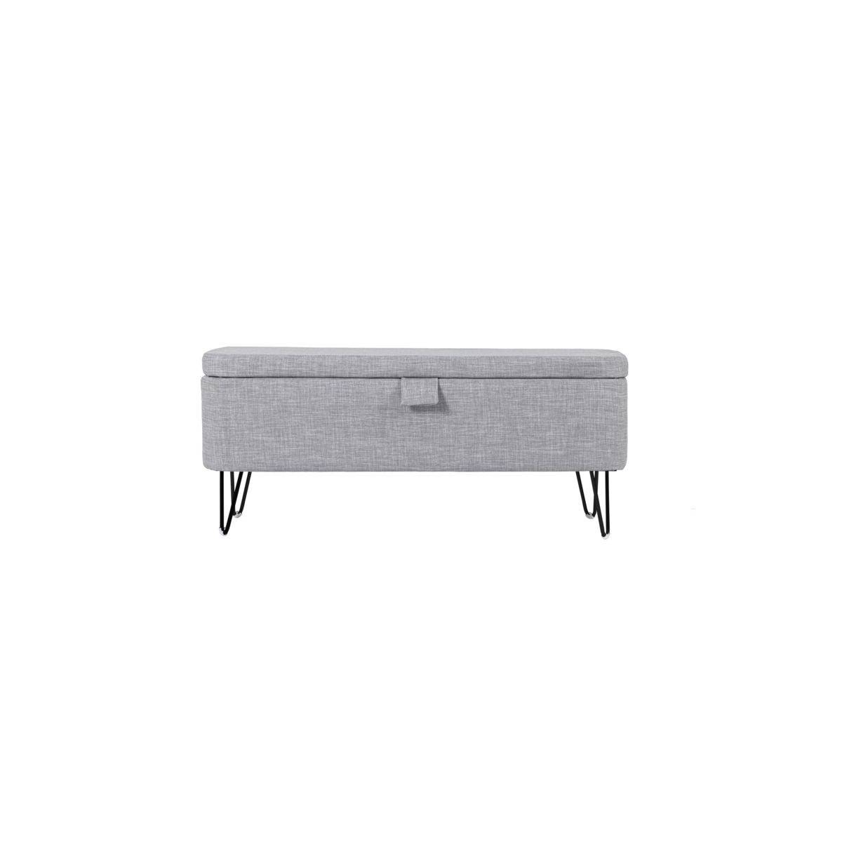 Banc & Coffre de Rangement "Bout Lit" 111cm Gris - Image 7