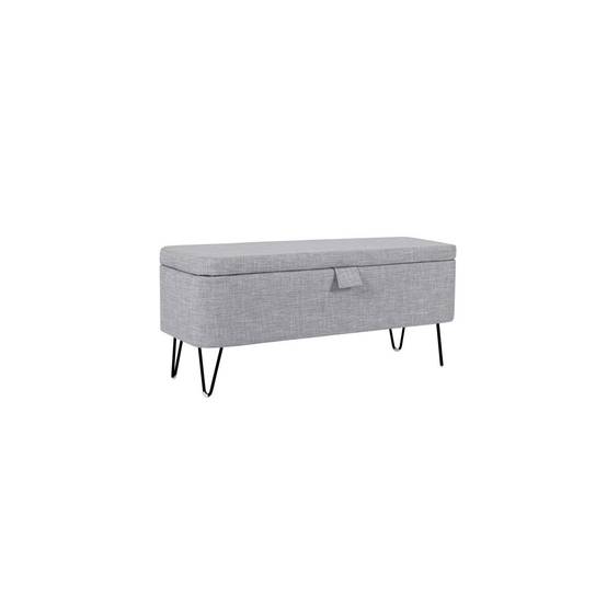 Banc & Coffre de Rangement "Bout Lit" 111cm Gris - Image 2