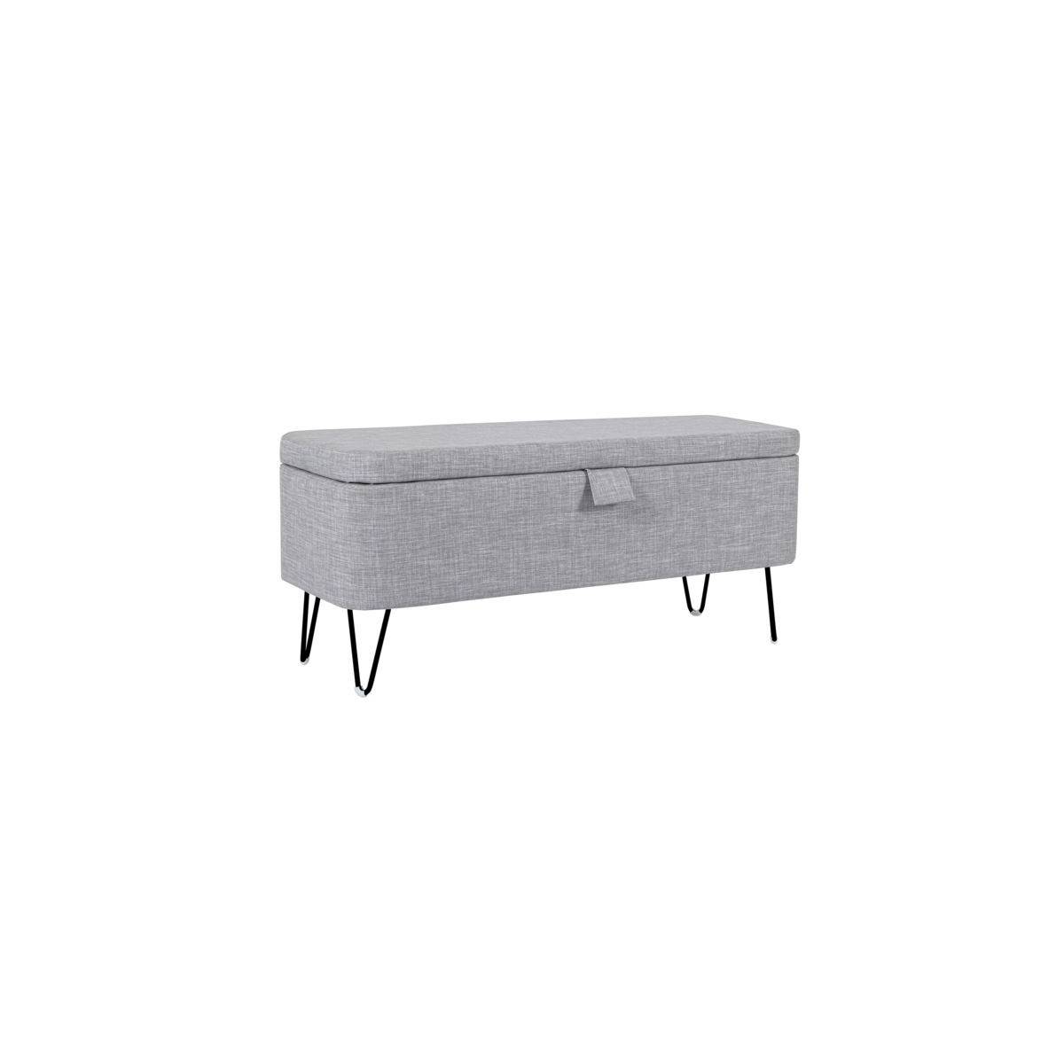 Banc & Coffre de Rangement "Bout Lit" 111cm Gris - Image 2