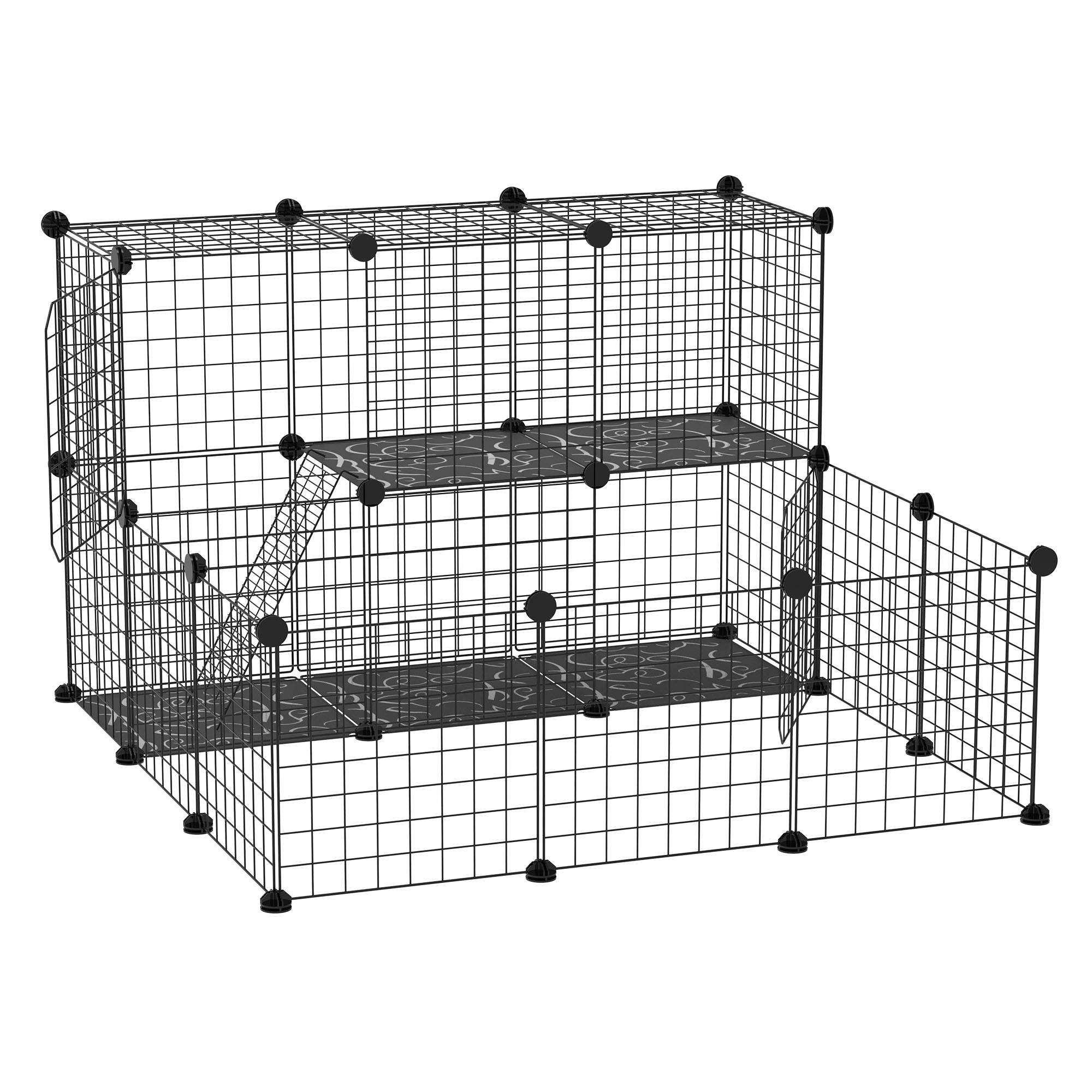 Enclos pour petits animaux parc pour chiot clôture pour animaux domestiques modulable DIY105 x 105 x 70 cm noir - Image 1