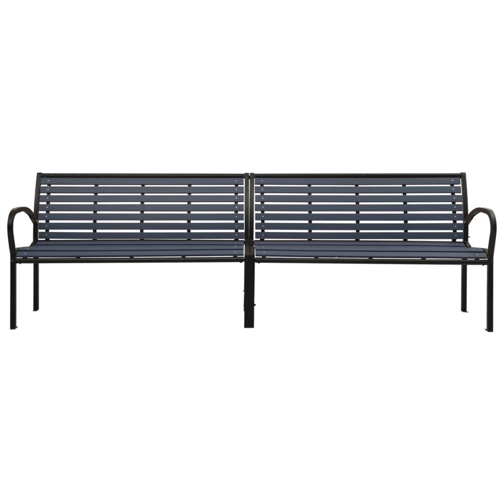 Helloshop26 - Banc de jardin meuble de patio d'extérieur terrasse double de jardin 251 x 62 x 82 cm acier et WPC noir - Image 2