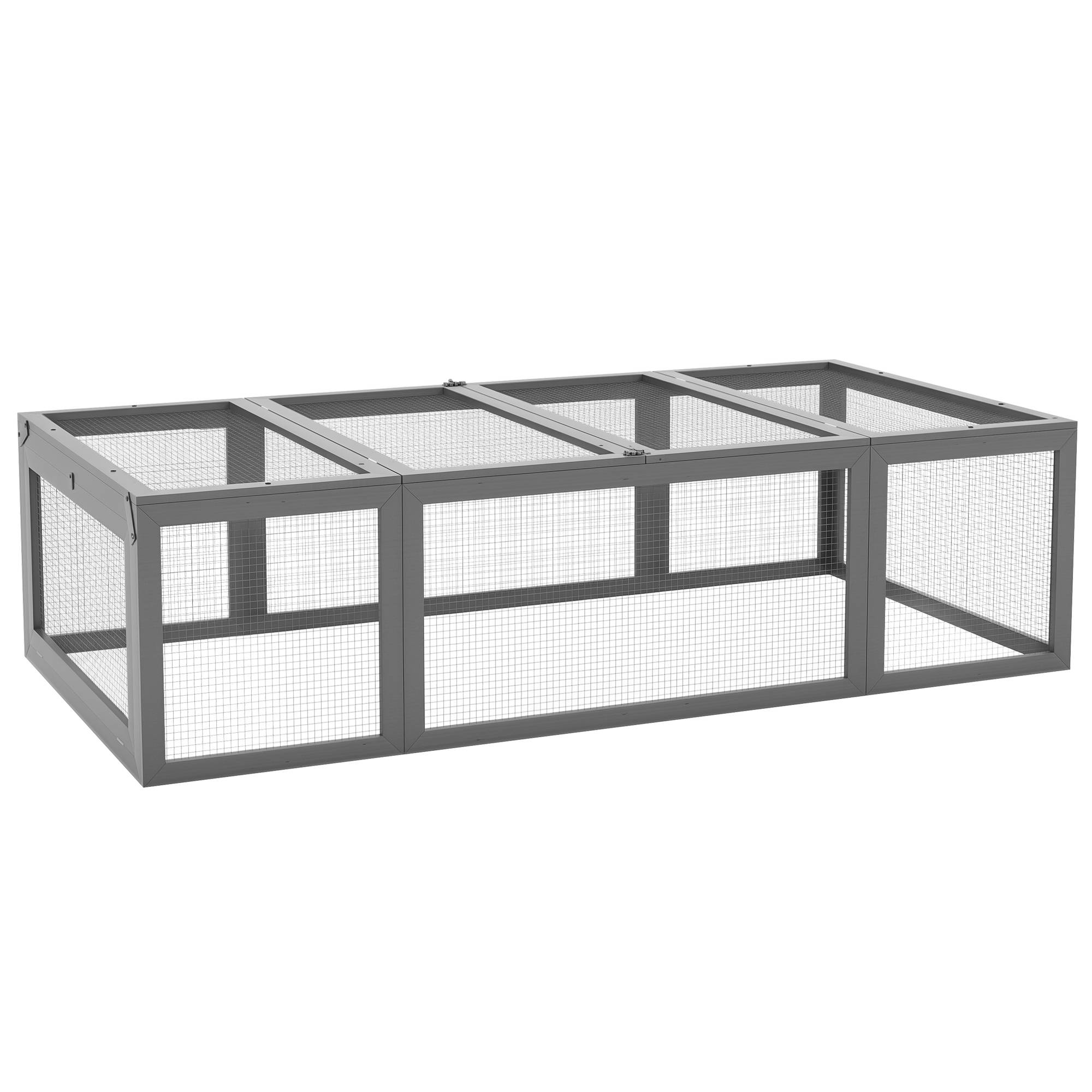Enclos petits animaux, toit ouvrant, sapin, gris - Image 1