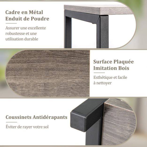 Helloshop26 - Supports de plantes métallique à 3 niveaux porte-plantes d'angle avec dispositifs anti-basculement organisateur de pots de fleurs carré gris - Image 2