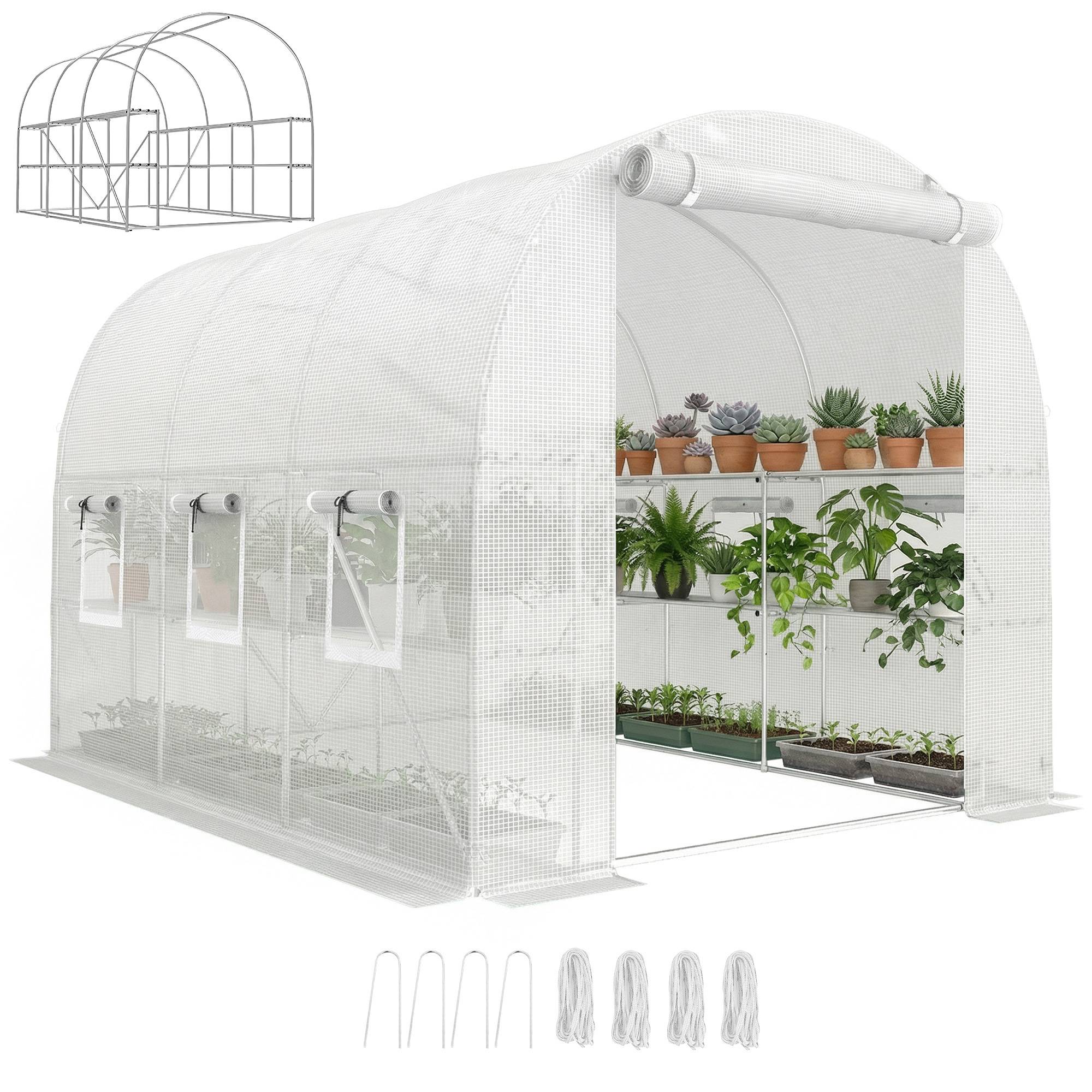 Sans Marque - Gewächshaus 2,7x2x2 m Foliengewächshaus Regalen Rollbar Reißverschlusstür 6 Netzfenster - Image 1