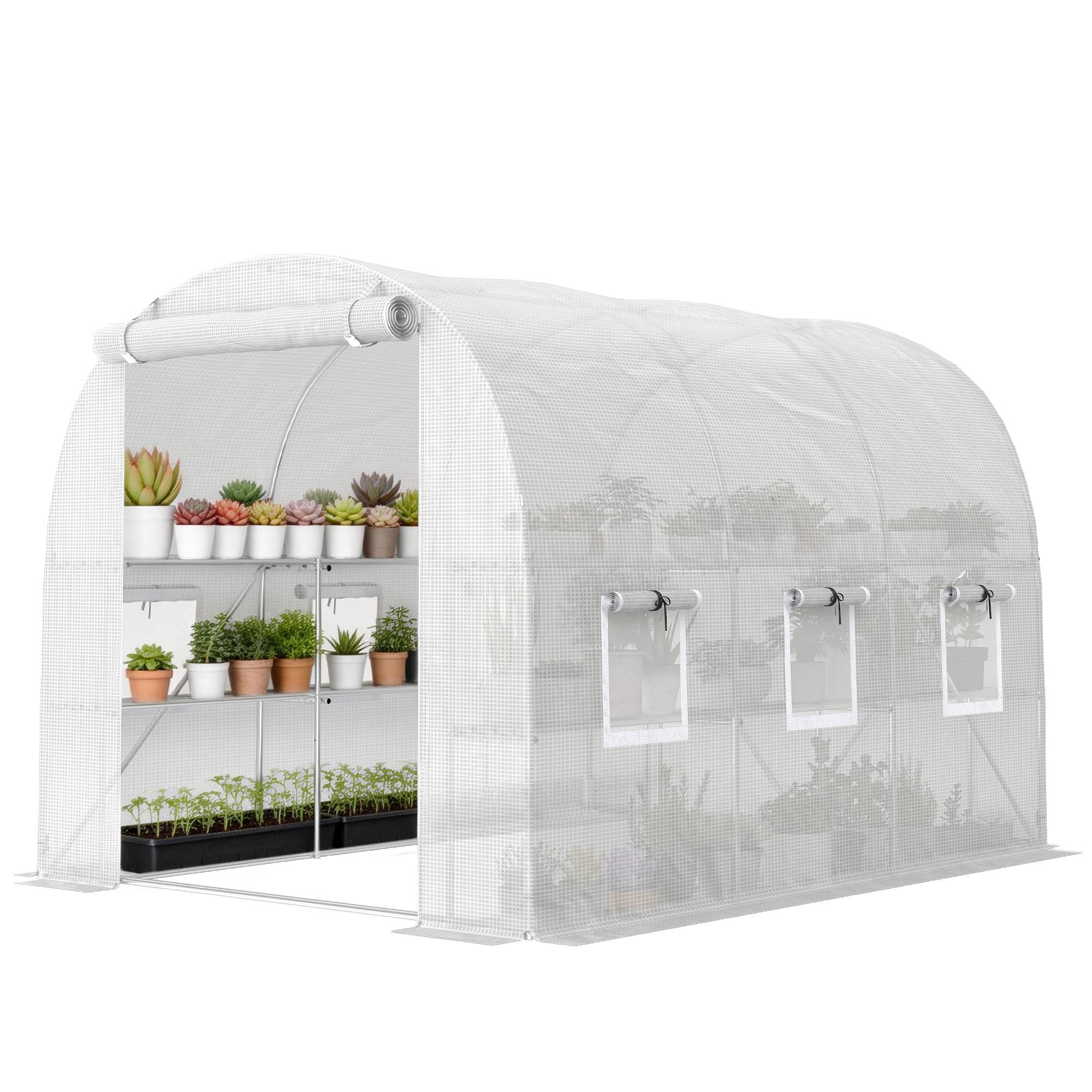 Sans Marque - Gewächshaus 2,7x2x2 m Foliengewächshaus Regalen Rollbar Reißverschlusstür 6 Netzfenster - Image 2