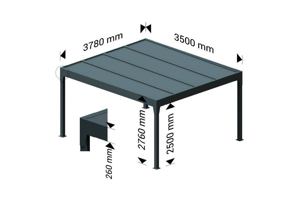 Ombrazur - Carport isotoit® MODERN îlot Gris anthracite 3,78x3,50m OMBRAZUR - Image 3