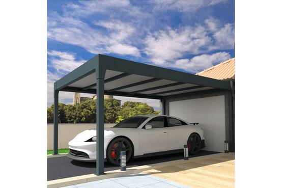 Ombrazur - Carport isotoit® MODERN îlot Gris anthracite 3,78x3,50m OMBRAZUR - Image 2