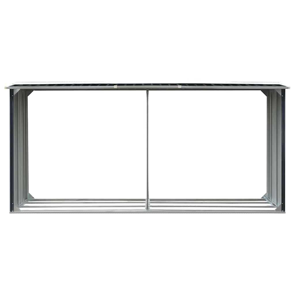 Abri Stockage Bois XXL Acier Galvanisé Design Moderne 330x92x153cm Anthracite - ComfortXL Outdoor Living - Image 3