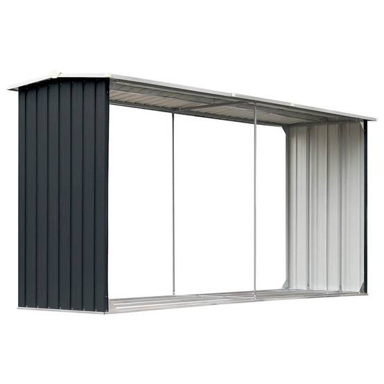 Abri Stockage Bois XXL Acier Galvanisé Design Moderne 330x92x153cm Anthracite - ComfortXL Outdoor Living - Image 2