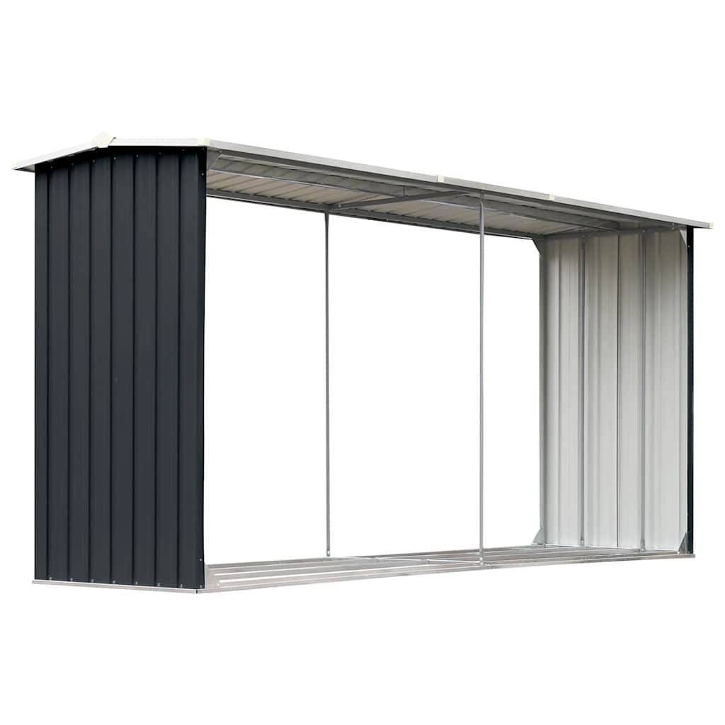 Abri Stockage Bois XXL Acier Galvanisé Design Moderne 330x92x153cm Anthracite - ComfortXL Outdoor Living - Image 2