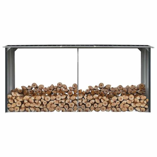 Abri Stockage Bois XXL Acier Galvanisé Design Moderne 330x92x153cm Anthracite - ComfortXL Outdoor Living - Image 1