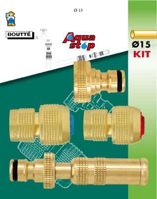 Kit d'arrosage 4 pièces pour tuyau Ø15 Boutté