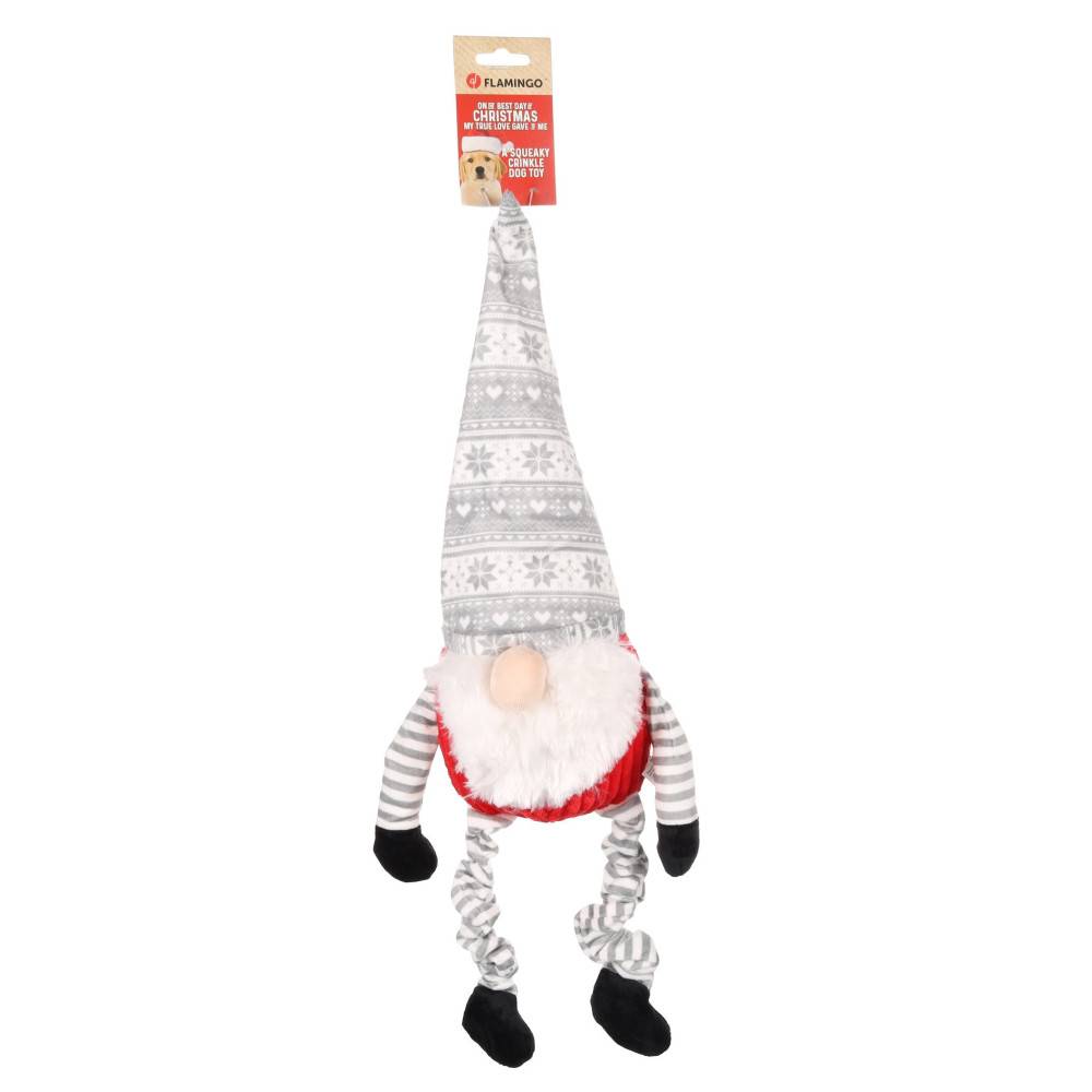 Flamingo - Jouet Noël  Gnome gris et rouge Bardo 58 cm pour chien - Image 3