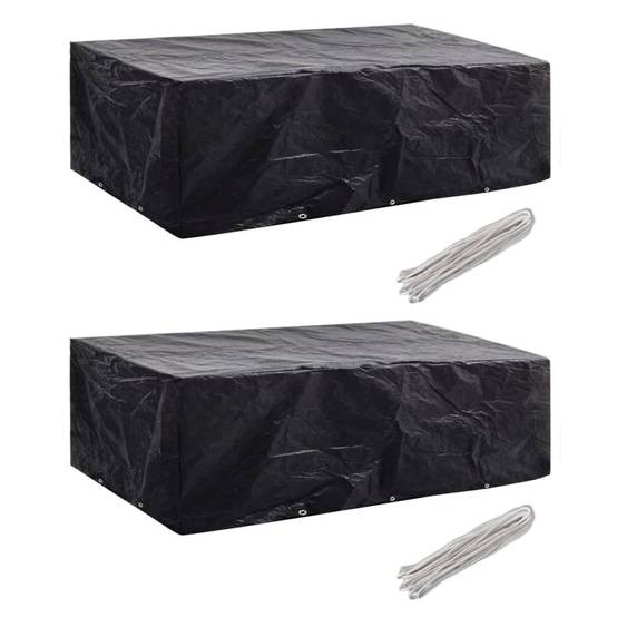 Lot de 2 Grandes Bâches de Jardin PE Anti-UV pour Table 8 Personnes Noir 300x140x90 cm – ComfortXL Outdoor Living - Image 1