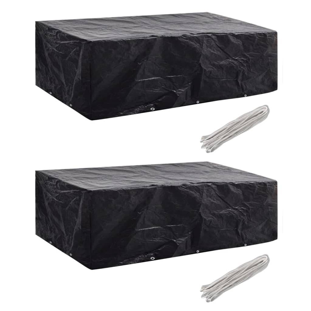 Lot de 2 Grandes Bâches de Jardin PE Anti-UV pour Table 8 Personnes Noir 300x140x90 cm – ComfortXL Outdoor Living - Image 1