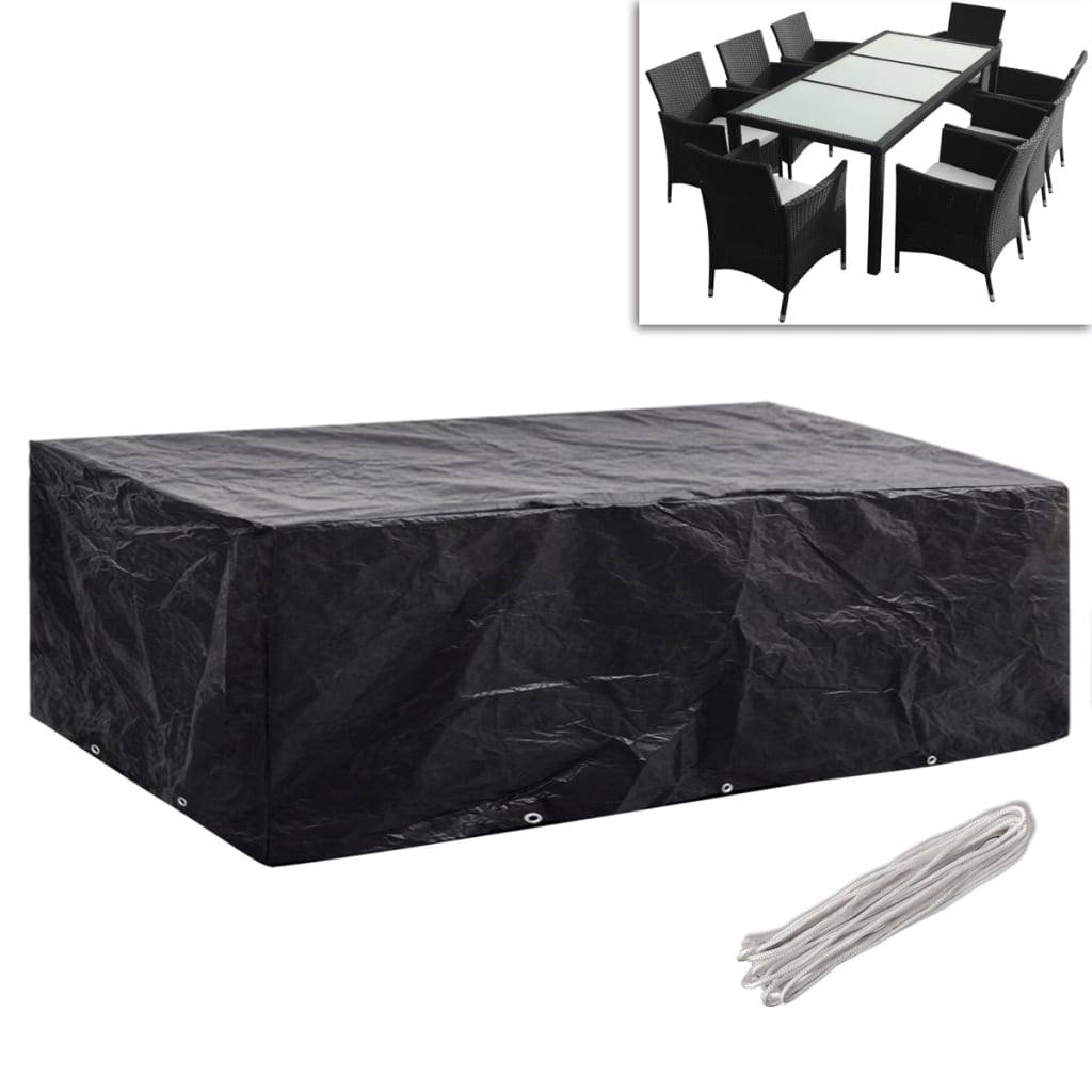 Lot de 2 Grandes Bâches de Jardin PE Anti-UV pour Table 8 Personnes Noir 300x140x90 cm – ComfortXL Outdoor Living - Image 2