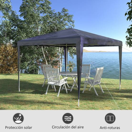 Tonnelle de Jardin 3x3m Barnum Démontable Structure Acier Toile PE pour Terrasse Événement Bleu et Blanc - ComfortXL Outdoor Living - Image 6
