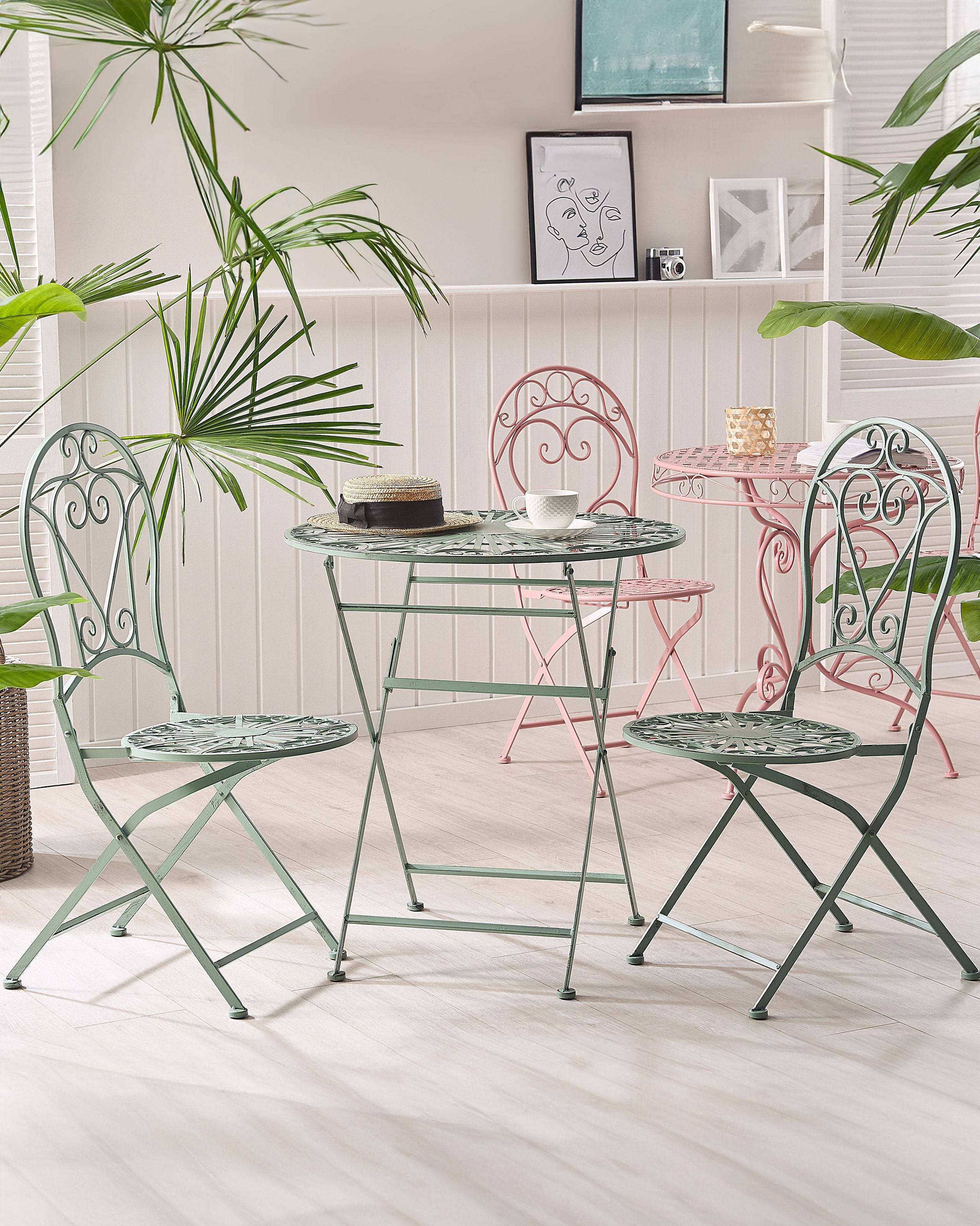 Beliani - Chaise de jardin Métal Vert clair TRENTO - 42x57x95- Beliani - Image 1
