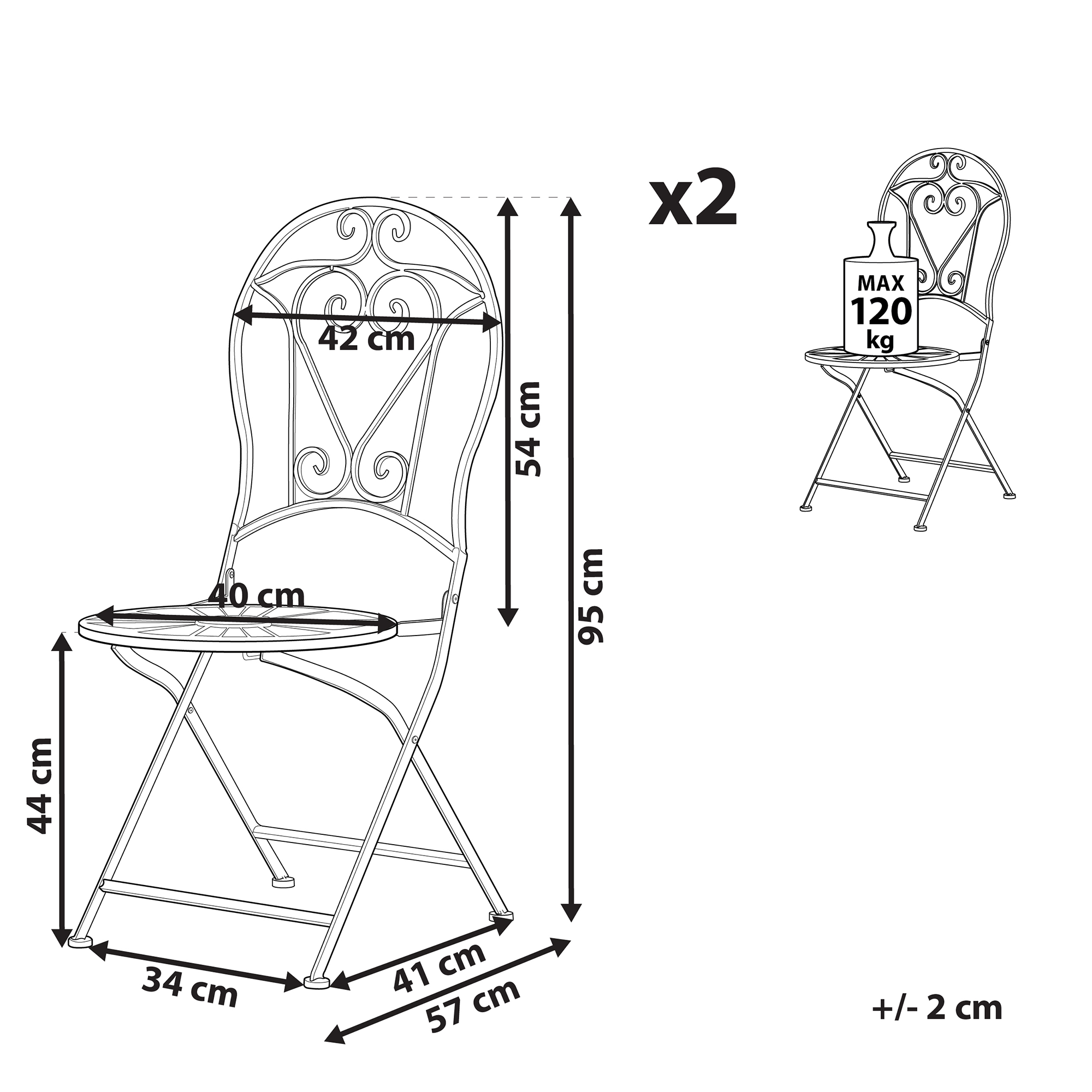 Beliani - Chaise de jardin Métal Vert clair TRENTO - 42x57x95- Beliani - Image 3