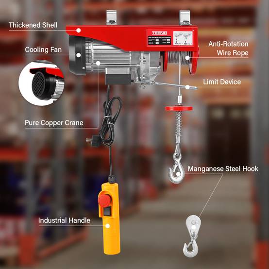 Treuil Electrique et Bras de support de palan électrique,Chevre de Levage 220v 1450W - Image 3