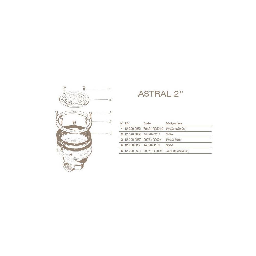 jardiboutique - Grille de bonde de fond piscine beton avec vis fournie 4402020201compatible astral - Image 3
