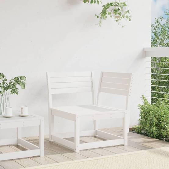 Canapé d'angle de jardin | Canapé D'extérieur | Sofa De Jardin blanc 73x73x78cm bois pin massif Maison Chic - Image 3