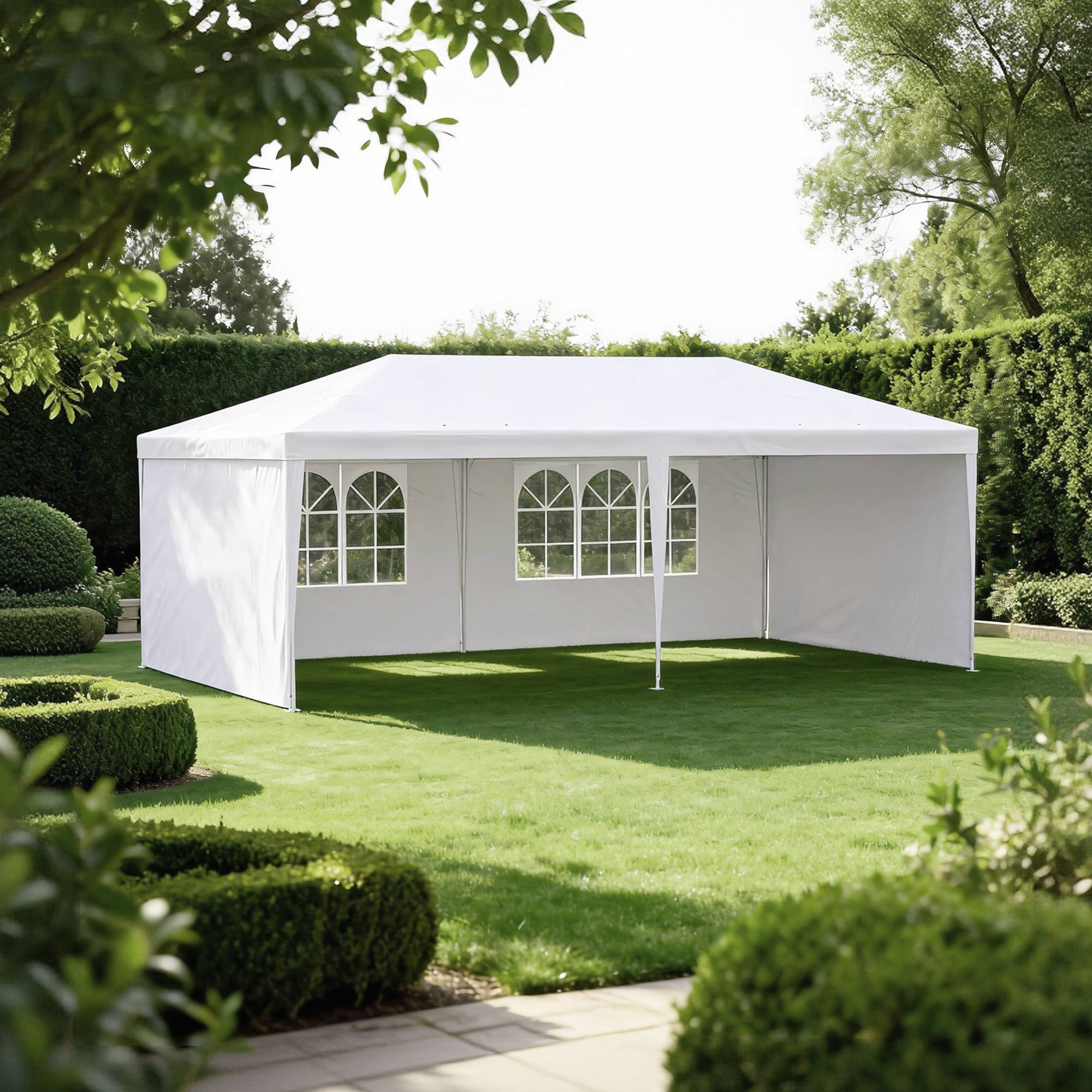 Tente de réception Acier et PE 6x3m Blanc avec parois amovibles pour fêtes et mariages - ComfortXL Outdoor Living - Image 10
