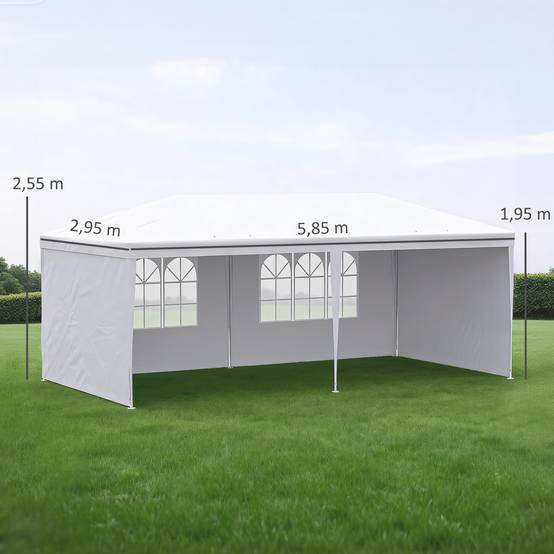 Tente de réception Acier et PE 6x3m Blanc avec parois amovibles pour fêtes et mariages - ComfortXL Outdoor Living - Image 5