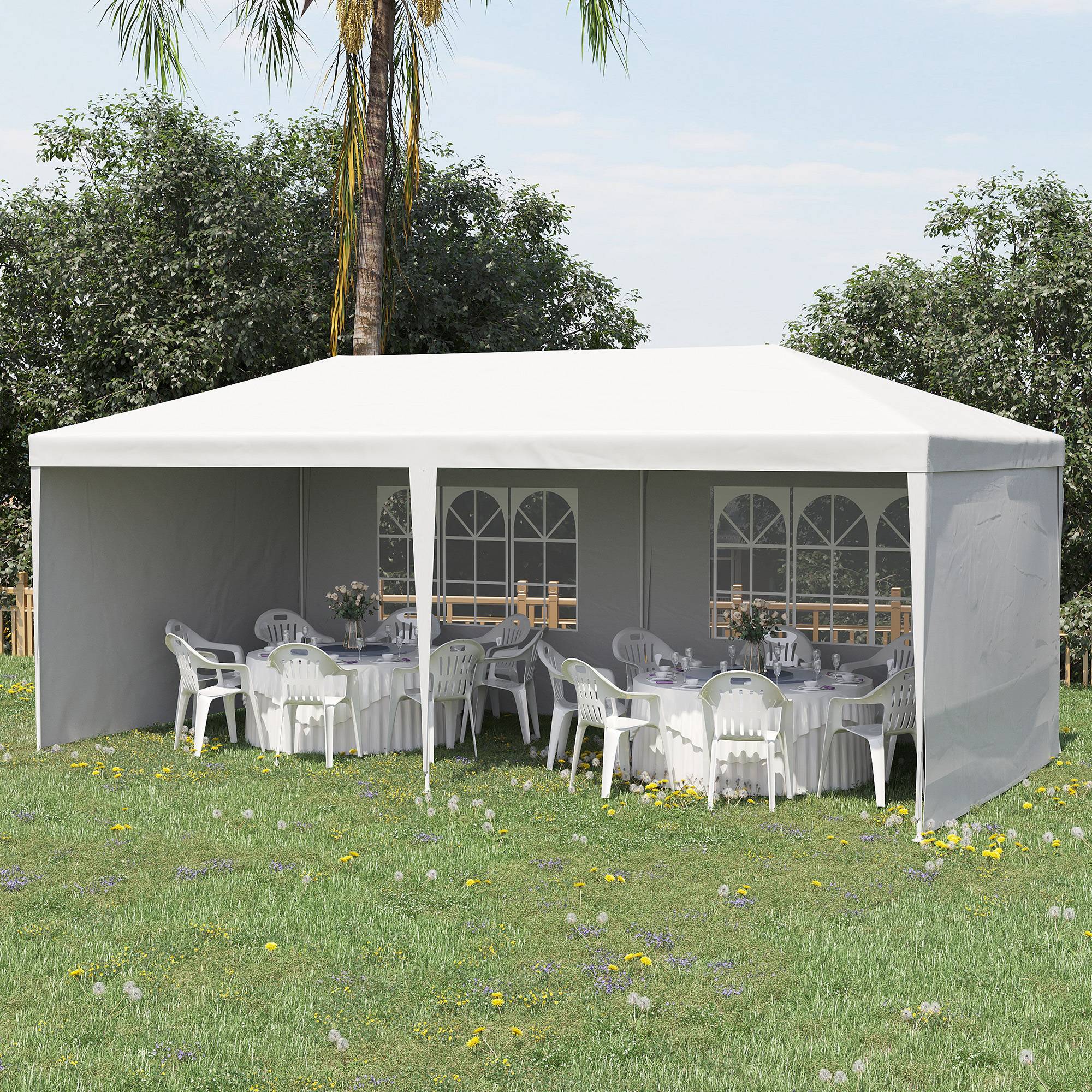Tente de réception Acier et PE 6x3m Blanc avec parois amovibles pour fêtes et mariages - ComfortXL Outdoor Living - Image 3