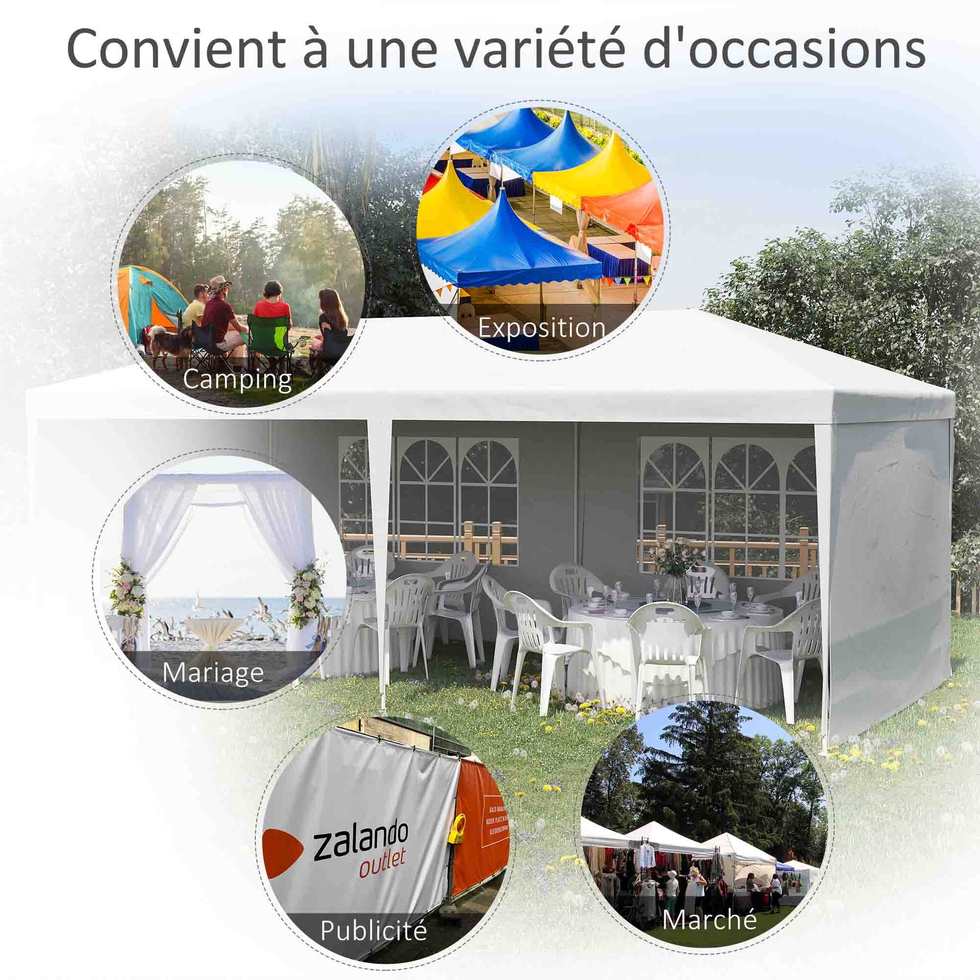 Tente de réception Acier et PE 6x3m Blanc avec parois amovibles pour fêtes et mariages - ComfortXL Outdoor Living - Image 9