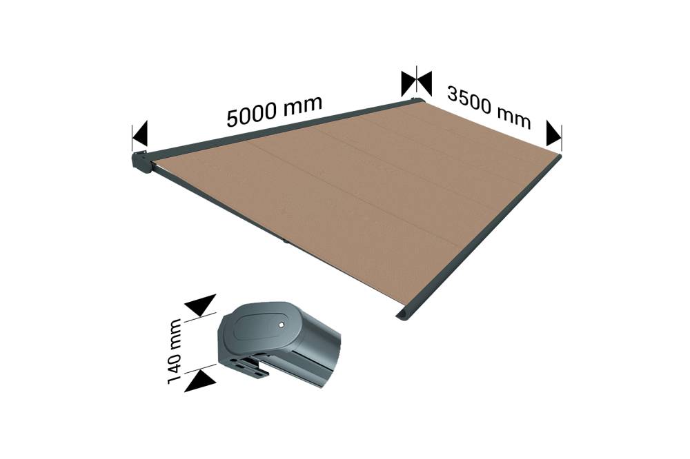 Ombrazur - Store banne Coffre intégral PROTECT 2 Gris Anthracite 5x3,5m Motorisé à télécommande - Toile Taupe OMBRAZUR - Image 4