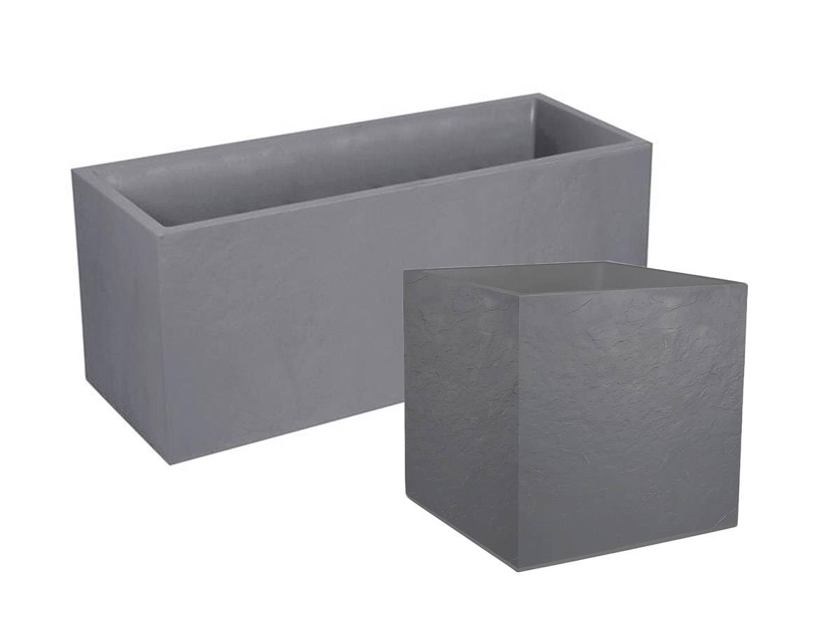 Eda - Pack Jardinière rectangulaire 100 x 40 x 43,5 cm + Jardinière carrée 40 cm - Gris Galet