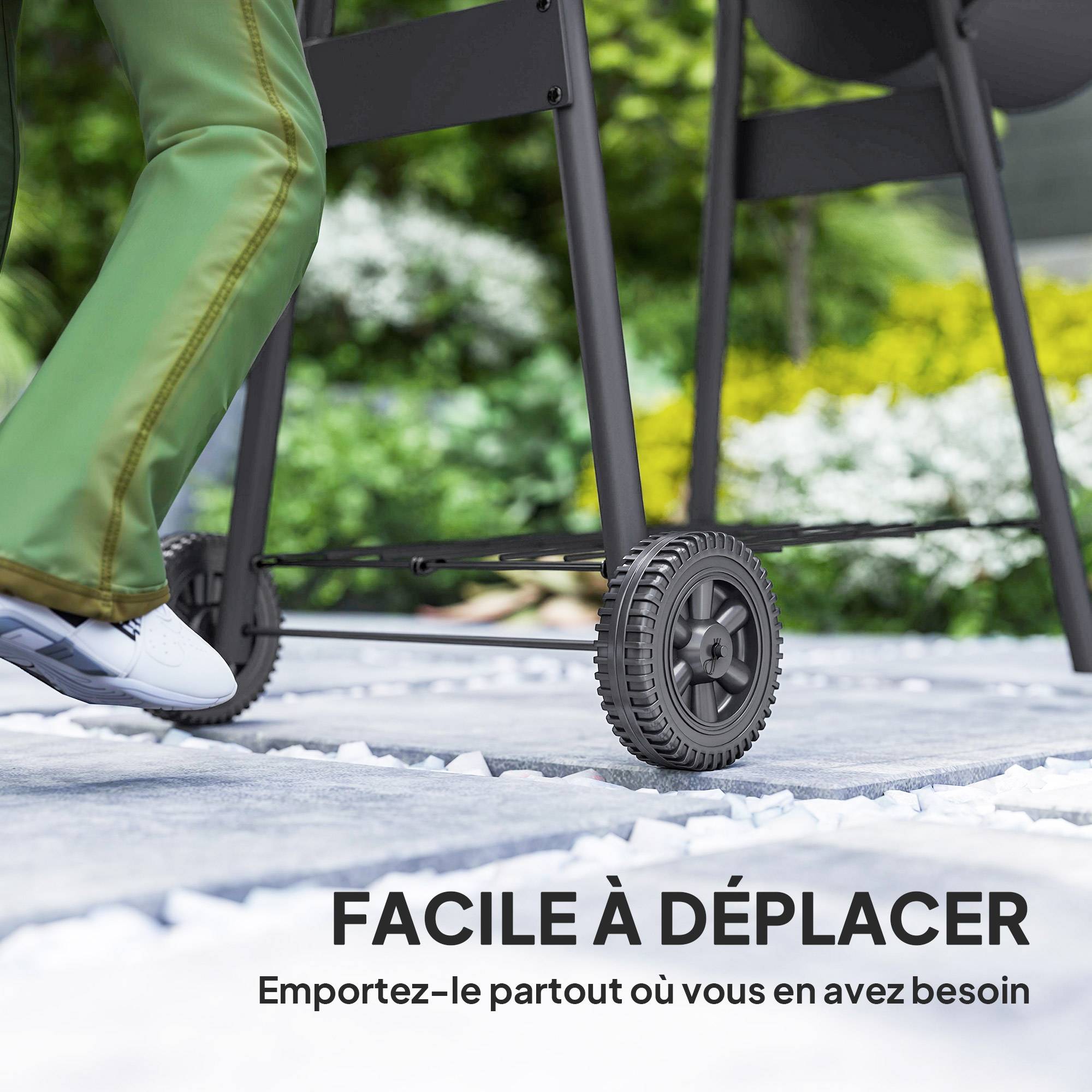 Barbecue à charbon fumoir acier jardin terrasse cuisson grillade et fumage noir 124 cm - ComfortXL Outdoor Living - Image 10