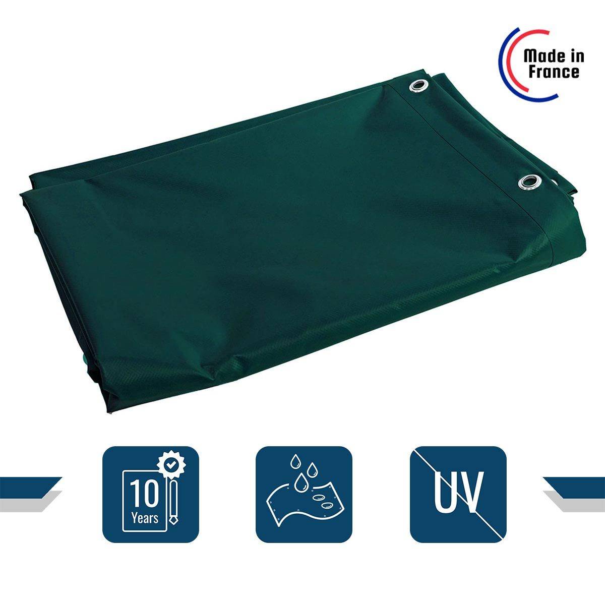 Bâche pour Carport Verte 3x5 m XP640CP - Garantie 10 ans - Toile PVC étanche pour abri de voiture - Made in France TECPLAST - Image 2