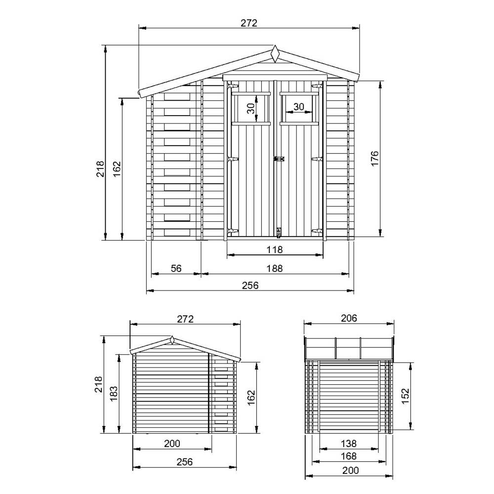 Timbela - Abri de jardin en bois et range bûches extérieur I206xL272xH218 cm/ 3,53+0,97 m² - 19 mm d’épaisseur - Timbela M386 - Image 5