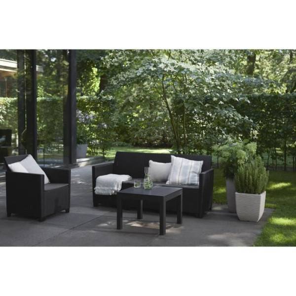 Keter - Salon de jardin modulable en résine imitation rotin tressé - Noir - KETER - 4 personnes - MARIE - Image 4