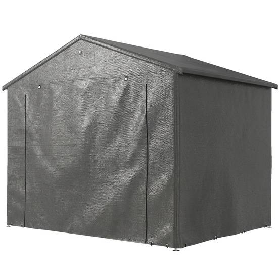 Abri tente garage 2,5x1,8m étanche, porte zip enroulable, fenêtres d'aération, gris foncé - Image 2