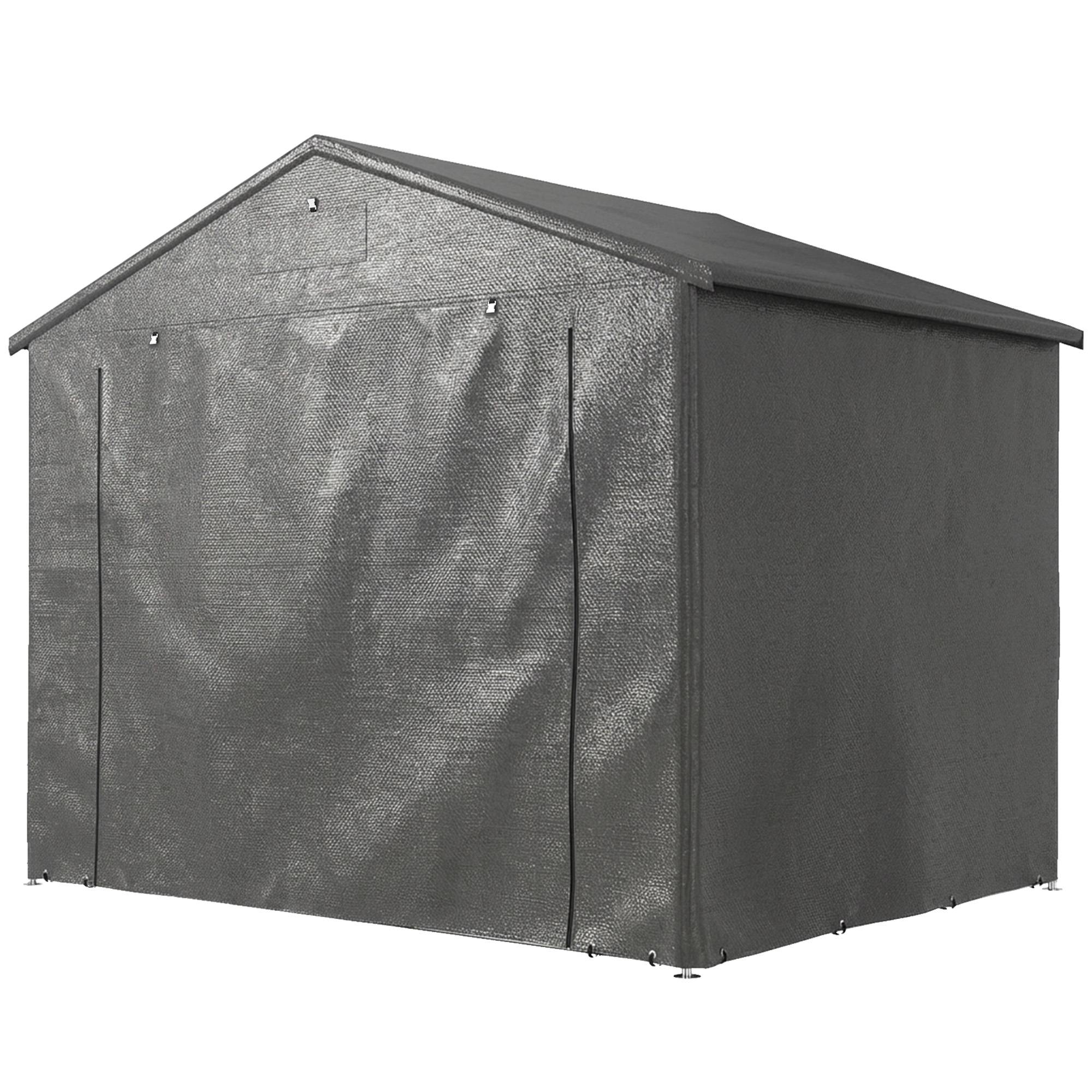 Abri tente garage 2,5x1,8m étanche, porte zip enroulable, fenêtres d'aération, gris foncé - Image 2