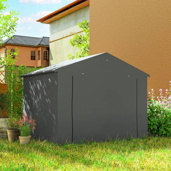 Abri tente garage 2,5x1,8m étanche, porte zip enroulable, fenêtres d'aération, gris foncé - Image 10