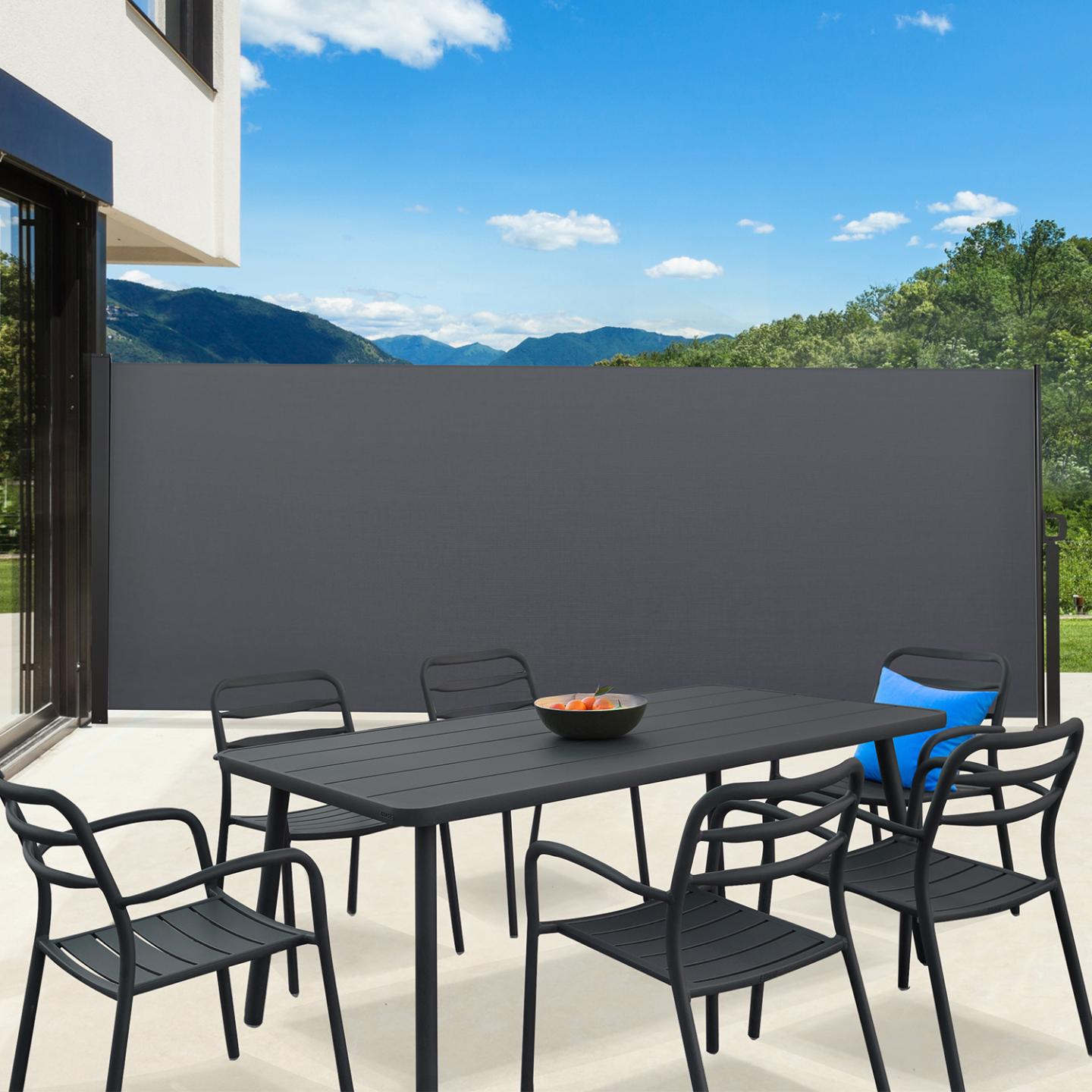 Paravent extérieur rétractable 200 x 400 CM gris anthracite store latéral - Image 1