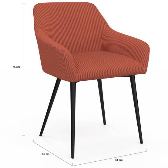 IDMARKET - Lot de 2 chaises de salle à manger, fauteuils de table JANY en velours côtelé terracotta - Image 5