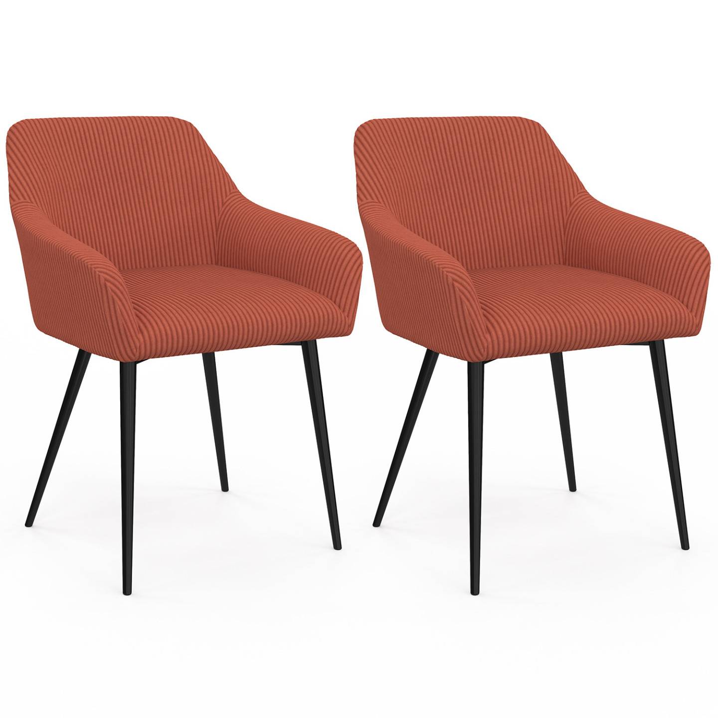 IDMARKET - Lot de 2 chaises de salle à manger, fauteuils de table JANY en velours côtelé terracotta - Image 2